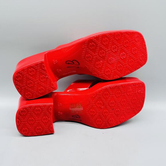 Jeffrey Campbell Sandals Womens 10 Red Platform Bubblegum Slide Block Heel - Picture 6 of 9